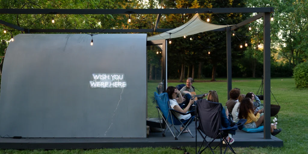 Starting a Glamping Business with Garden Rooms -- A side view of a Hully Garden Pod