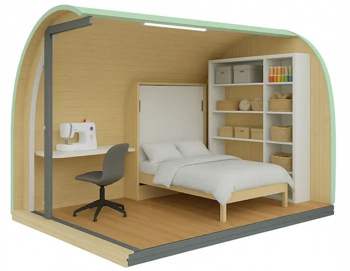 sewing room with bedroom
